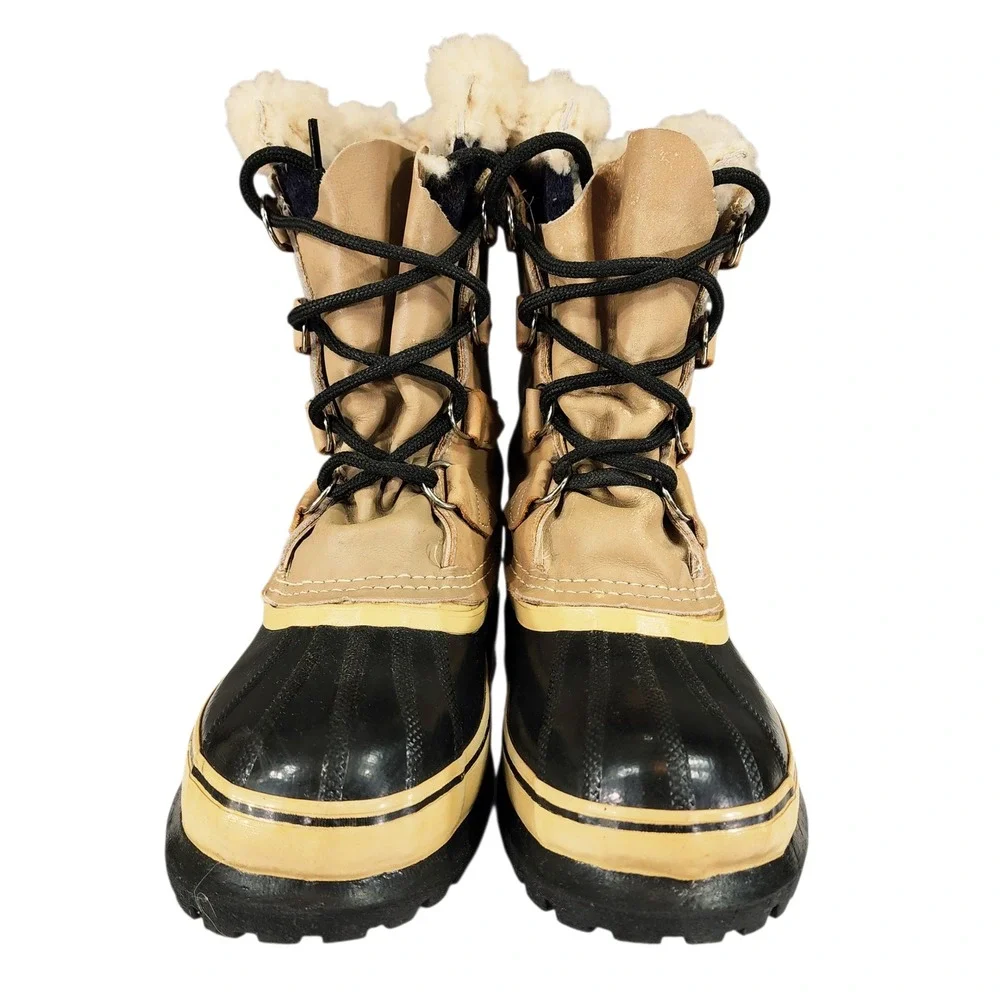 Vtg Sorel Caribou Kaufman Snow Boots sz 7 Mens Canada Leather Winter Waterproof - Picture 4 of 14